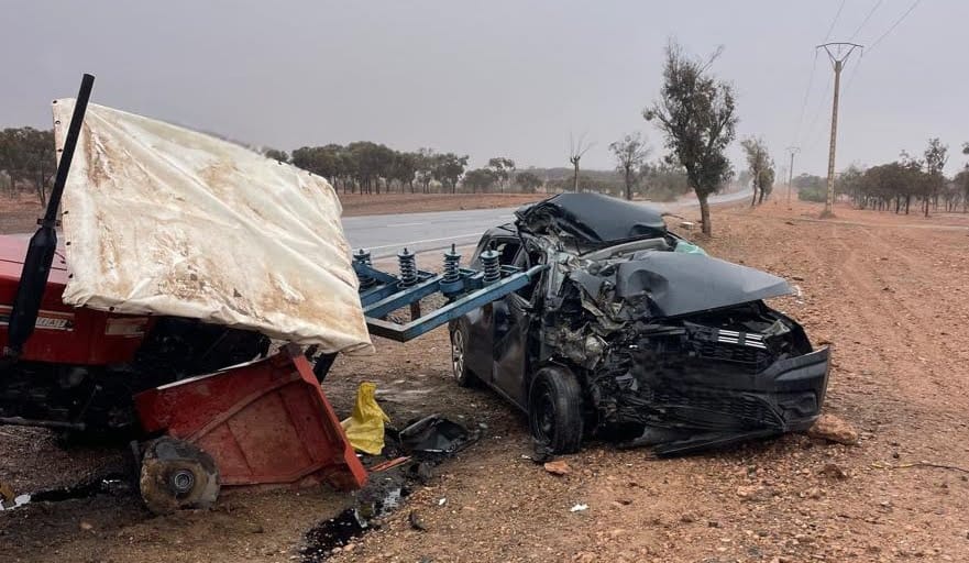 حادثة سير خطيرة بالطريق الوطنية رقم 9 تخلف خسائر مادية جسيمة