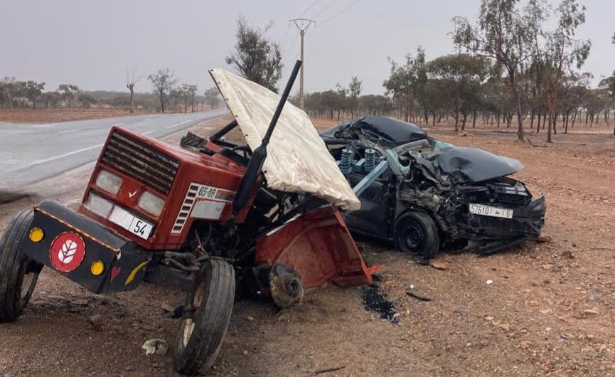 حادثة سير خطيرة بالطريق الوطنية رقم 9 تخلف خسائر مادية جسيمة