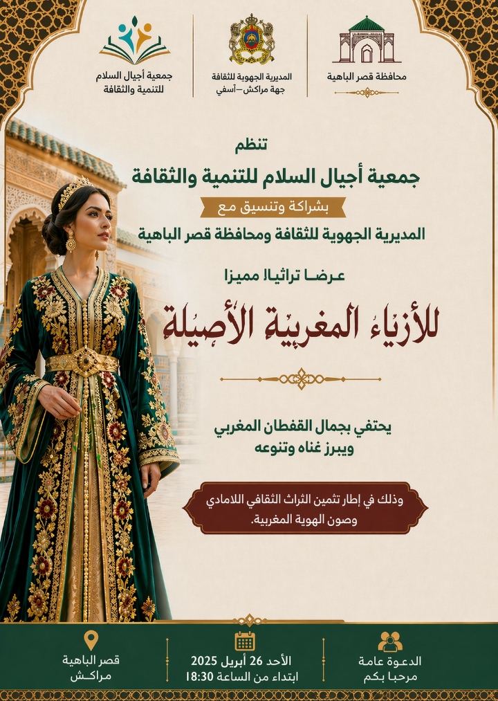 القفطان المغربي… عرض تراثي يحتفي بالأصالة ويجدد روح الهوية بقصر الباهية بمراكش