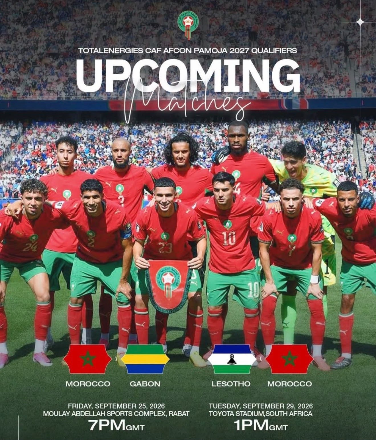 أسود الأطلس يستهلون تصفيات كأس أمم إفريقيا 2027 بمواجهة الغابون وليسوتو